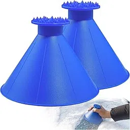 Magical Car Ice Scraper with Funnel,2 Pack Cone Windshield Ice Scrapers,Round Snow Scraper for Car(Blue)-picture-27