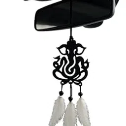 Kriotux Acrylic Car Hanging Accessories Interior - Elegant Dream Catcher for Car - Charm for Auto Decor - Stylish Handmade Ornament for Rear View Mirror Decoration - Ganesh,Black & White-picture-36