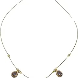 trendzires Traditional Temple Design Invisible Necklace with Pearl and Gemstone Beads, Gold-Plated, Antique Finish | Invisible Necklace Collection (Without Earrings) image 1