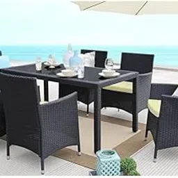 VIRASAT Lombardo Outdoor Patio Dining Set 6 Chairs and 1 Table (Black)-picture-54