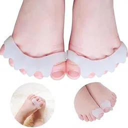 BHISRA Silicone Gel Toe Separators, 5 Holes High Elastic Toe Straightener Hammer Hallux Valgus Corrector Pain Relief Toe Straightener Achilles Stretcher, Toe Spacers Bunion (White)-picture-42
