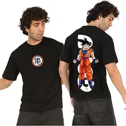 awara bacha Goku Anime Design Oversized Black Tshirt for Men and Women Dragon Ball Drop Shoulder Unisex Baggy Loose Fit T-Shirts-picture-45