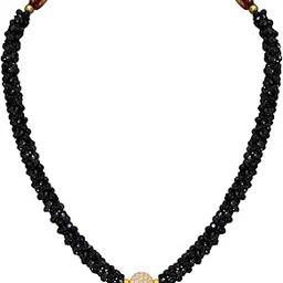 jfl Jewellery for Less Gold Plated American Diamond Studded Single Ball Pendant Short Chain Mangalsutra-picture-30