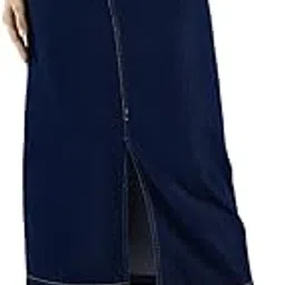 drape and dazzle Women Solid A-Line Denim Skirt with Front Slit-picture-26