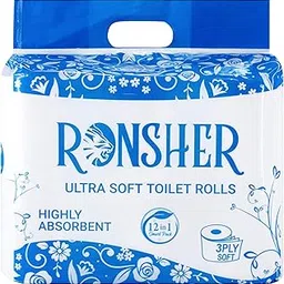 Ronsher | 3 Ply Toilet Tissue Paper Roll | 12 In One Pack | 165 Sheets Per Roll | Highly Soft & Absorbent | Skin-Friendly for Gentle Comfort-picture-53