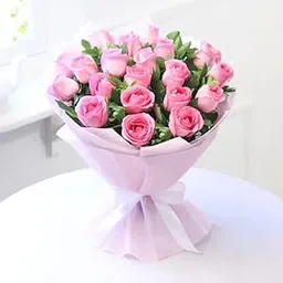 The FloralMart® Mother's Day Special Fresh Flowers Bouquet of 25 Pink Roses in Paper Wrapping, Bunch of 25 (Pink Rose)-picture-34