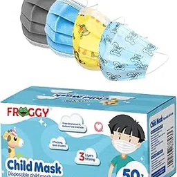 Mango People Kids 3-Ply Disposable Surgical Face Mask,Adjustable Nose Pin, Multi Colors (Pack of 100 Pcs Kids Face Mask) MPK100-3PLY-GRY,BL,Pr.BL,Pr.YL-image-89