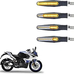 Vagary Universal Pack of 4 Waterproof Motorcycle Motorbike Running Turn Signal Indicator Amber Light for Bajaj pilsar RS 200-image-0