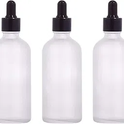 100ml Clear Round Frosted Glass Bottle + Glass Dropper + Black Ring + Black Silicon Teat-picture-50