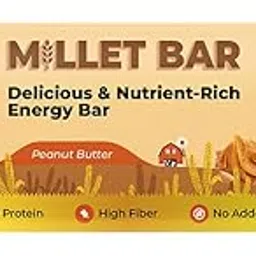 Beyond Food Protein Millet Bar (Pack of 9) | 167 kcal, 5.2g Protein | No Added Sugar | Gluten-Free | Made with Ragi, Jowar, Bajra, Dry Fruits & Honey | Peanut Butter Flavour-image-55
