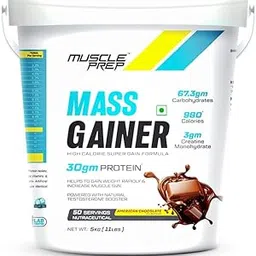 MusclePrep Mass Gainer 5KG – American Chocolate Flavor | High-Calorie Weight Gainer for Muscle Growth | 25g Protein, 60g Carbs per Serving | Ideal for Hard Gainers | Gluten-Free & Delicious-image-5