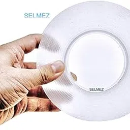 SELMEZ® Reusable and Washable Double Sided Adhesive silicon Tape with Multi-Functional Anti-Slip Double Sided Sticky Strips, Gel Tape Roll Wall Stickers - 3 meter-picture-39