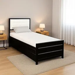 s k grill art Metal Bed with Storage Box (White Headboard Without Mattress, 3 x 6 Feet)-image-2