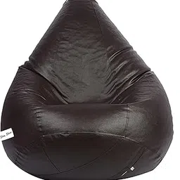 Skyshot Leatherette Classic Teardrop Shape Bean Bag Filled with Beans/Fillers (XXL, Brown)-image-6