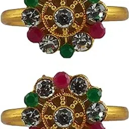 Golden Brass Stone Stud Toe Ring Size Free Designer Toe Rings Set |Fashionable & Durable Jewelry for Women Sku-toe48-image-30