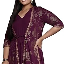 a plus by ahalyaa Women's Crepe Fit and Flare Maxi Ethnic Dresses-picture-31