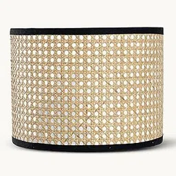 10.5'' Drum Lamp Shade for Bedroom, Living Room | Handcrafted Printed Faux Silk Replacement Lampshade Only | E27 Holder | Easy Assembly, 10.5x8.5 Inches, Natural Rattan Shade (Pack of 2)-picture-28