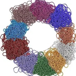 MayAni Mayank Creations Jewellery Making Plastic Ball Chains Set of 10 Multi Color, 2 Meter Each Color, Ball Chains for Aari Work, Art and Craft Making and Decoration, Decorating Idols-image-3