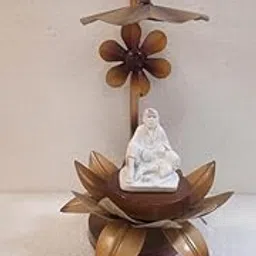 Bharat Art Metal Iron Handpainted Handmade Flower Aashan Mini Décor Decorative Table Sculpture Multicolor Artistic Showpiece for Living Room Bedroom Office Hotels & Café Home Decoration & Gift Item 6.5 * 6.5 * 12 INCH-image-76