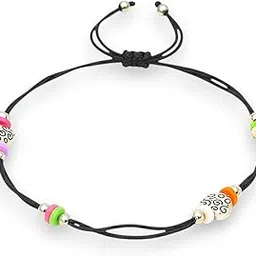 accessher Women, Men, Girls & Boys Adjustable Colourful Charm Black Thread Nazariya Anklet Handmade Cotton Evil Eye Thread For Nazar Protection, Foot Jewellery for Gift-picture-35