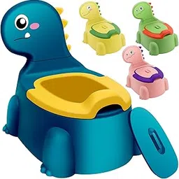 Unseki Dinosaur Potty Seat - Blue, Toddler Boys & Girls, 1-5 Years, With Lid & Back, Portable Travel Potty, Anti-Slip Base-picture-52