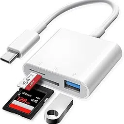 heus USB C to Micro SD TF Memory Card Reader, 3 in 1 USB Camera Card Reader Adapter Compatible with iPad, Book, XPS, ChromeBook, Surface, Galaxy S23/S22 and More USB C Devices (White)-image-31