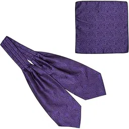 the tie hub Men's Ascot Tailored Purple Paisley Cravat Tie and Pocket Square Combo Set-picture-44