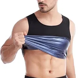 KGDA Sweat Shaper Men�s Premium Slimming Shapewear Workout Sauna Tank Top Vest for Gym Sports - Black image 1