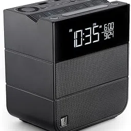 Soundfreaq Sound Rise II, Bedside Radio Alarm Clock, Wireless Digital Clock Radio, with Bluetooth, Large Display Screen, Audio Speakers, Fast Charging & Ambient Nature Noise (Black)-image-4