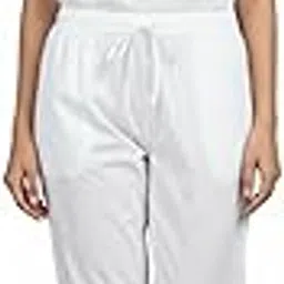 izaafa Pure Cotton Palazzo Trouser with Lace Detail, White, Drawstring Waist-picture-27