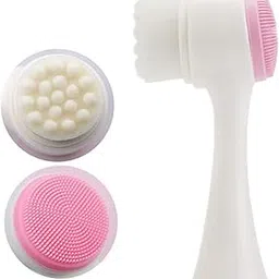 SwissHome 1 Pcs Manual Facial Cleansing, Double Side Skin Care Facial Cleaning Brush, Silicone Facial Scrubber Manual Dual Face Wash Brush for Deep Pore Exfoliation Massaging (Pink)-picture-26