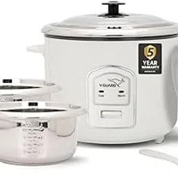 V-Guard VRCS 1.8-Litre Electric Rice Cooker with 2 Stainless Steel Pots, Spatula, Rice Separator | 5-Yr Heating Plate & 2-Yr Product Coverage by V-Guard | Cook & Automatic Keep Warm Cooking Modes-picture-10