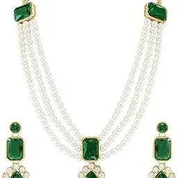 Gold Plated Kundan Long Necklace Earring Indian Traditional Jewellery Set for Women & Girls-image-86