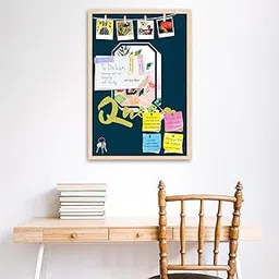 ArtzFolio Watercolor Hand Lettering D1 | Bulletin Board Notice Pin Board | Vision Soft Board Combo with Thumb Push Pins & Sticky Notes | Natural Brown Frame | 24 x 36 inch (61 x 91 cms)-picture-34