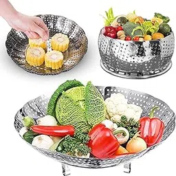 PANCA Stainless Steel Vegetable Fruit Steamer Punching Food Drain Bowl Basket Stainless Steel Steamer (Steamer Basket)-picture-22