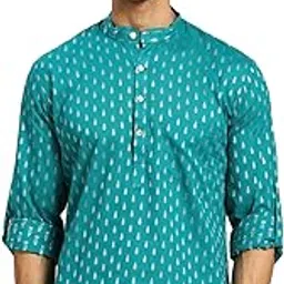 rajubhai hargovindas Men's Cream Ethnic Motifs Short Kurta-picture-23