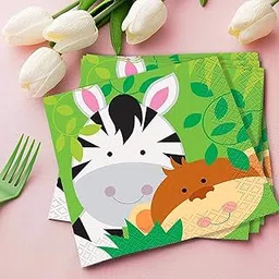 Wanna Party 16 Pcs Safari Animal Napkins - Disposable Dinner Napkins for Jungle Party Theme Decoration-picture-30