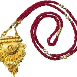 Traditional Maroon But, with Gold Pendent mangalsutra chain Copper Brass Stylish Mangalsutra & Golden Pendent Chain for Women,Girls-image-79