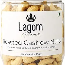 Lagom Gourmet Roasted Cashews 250g | Lightly Salted | No Oil Used | Dry Roasted To Perfection | No Preservatives | No Artificial Flavors | Gluten Free | Vegan | Non GMO | Nuts Dry Fruits | Kaju image 1