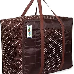 Peafowl Large Underbed Storage Bag, Premium Burgundy Fabric with Handles, Heavy-Duty Zipper for Clothes, Blankets, Seasonal Items Organization (Coffee Dot)-image-40