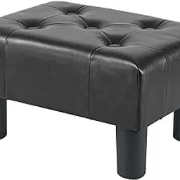 BRIAN & DANY Small Foot Rest Ottoman, Leather Foot Stools Ottoman with Storage, Stable Footrest Ottoman for Living Room, Black-picture-32