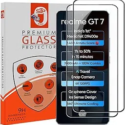 STP FEEL® Premium HD+ Tempered Glass Screen Protector Guard Compatible For Realme GT 7 5G (6.78 Inch, Pack of 2) | Edge to Edge Coverage With Easy to installation kit for Smartphone image 1