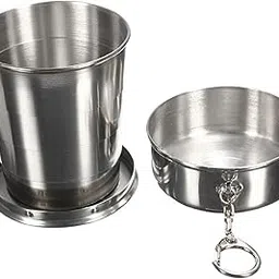 SNEHMURTI Small Foldable Glass Compact Portable Folding Stainless Steel Travel Mug - 150ml Water Cup with Hanging Chain for Camping, Hiking & Outdoor Adventures (Pack of 1)-image-77