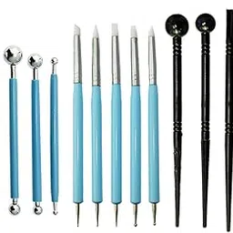 Levin 13pcs Polymer Modeling Clay Sculpting Tools, Dotting Pen, Silicone Tips, Ball Stylus, Pottery Ceramic Clay Indentation Tools Set Also for Cake Fondant Decoration and Nail Art-picture-62