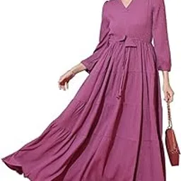 sheetal associates Women's Casual 3/4 Sleeve Crepe Fit and Flare Dress| Comfortable Relaxed Fit Summer Party Dress-picture-26