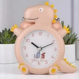 De'rons Twin Bell Analog Table Alarm Clock for Heavy Sleepers with Backlight Alarm Clock for Study Table Funny Cute Dinosaur Cartoon Shape Alarm Clock for Kids Girls Boys Bedroom 12.5 x 14 cm (Peach)-picture-31