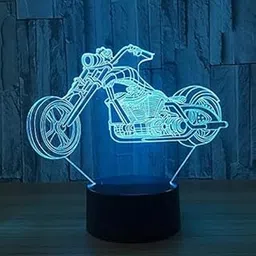 Handcrafted 3D Illusion LED Table Birthday Lamps | Multi Shape Lamp for Birthday Gift Anniversary, Teacher Day, Special Day | Decorative Lighting Wooden Base Lamp (Bike)-image-96