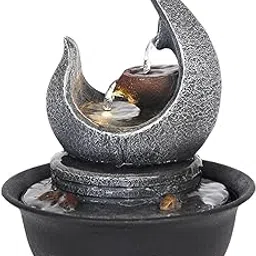 MERISHOPP®Desktop Water Fountain Tabletop Fountains Waterfall LED Light for Décoration|Home & Garden|Home Décor|Indoor Fountains-picture-31