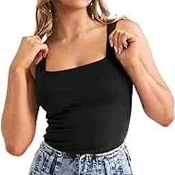 Women's Stretchable Cotton Tank Top, Square Neck, Sleeveless, Slim Fit, Standard Length for Gym-image-63