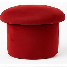 Round Mushroom Pouf Ottoman, Soft Valvet Foot Rest Stool with Comfort Foam, Puffy Modern Footstool for Living Room & Bedroom (Red)-picture-10
